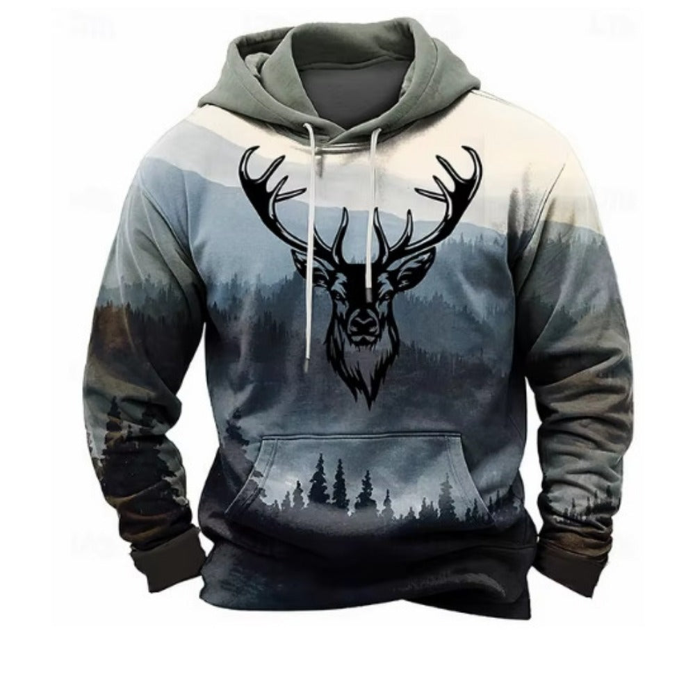 Men's Camo Sportswear Hoodie 3D Digital Print Deer Pattern Oversized Casual