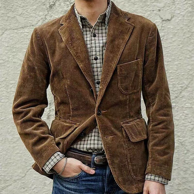 Corduroy Casual Suit Jacket  Durable Men's Outerwear