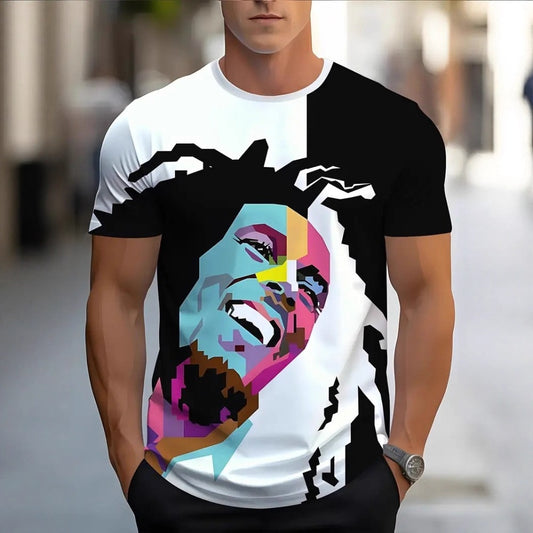 Men's Quick-Dry Polyester Round-Neck Letter Print Summer T-Shirt