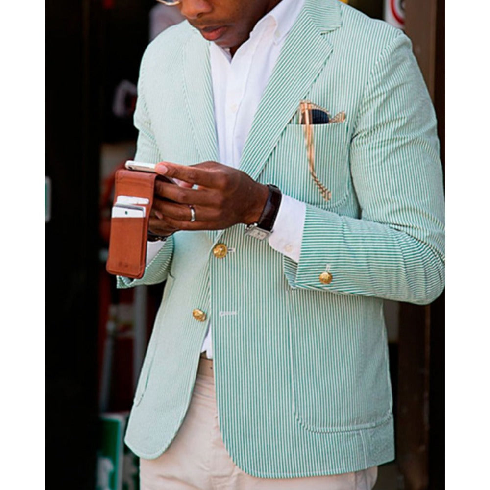SingleBreasted TwoButton Large Pocket Men's Slim Fit Blazer