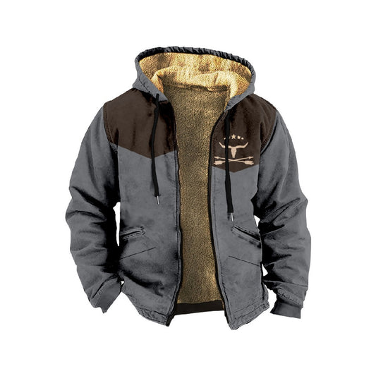 Fleece-Lined Winter Padded Coat Men's Double-Layer Thick Warm Jacket
