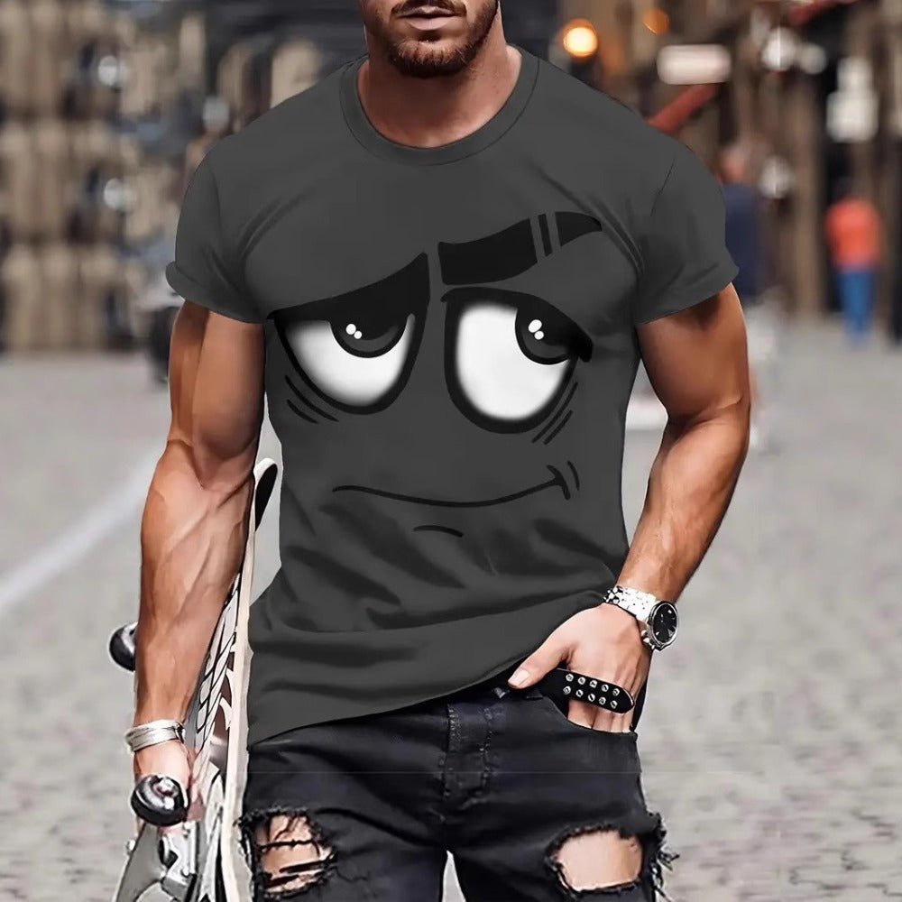 Hot New Men's 3D Digital Print Prank Ghost Short-Sleeve Tee