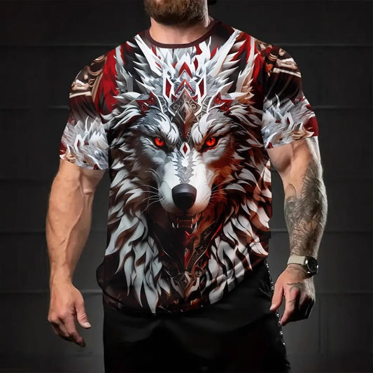 Western Dragon 3D Print Men's Summer O-Neck Short-Sleeve Tee