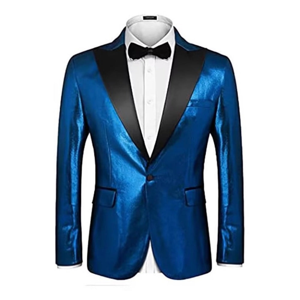 New KoreanStyle Men's Stage Suit  Blue NightclubEvening Sequined Blazer