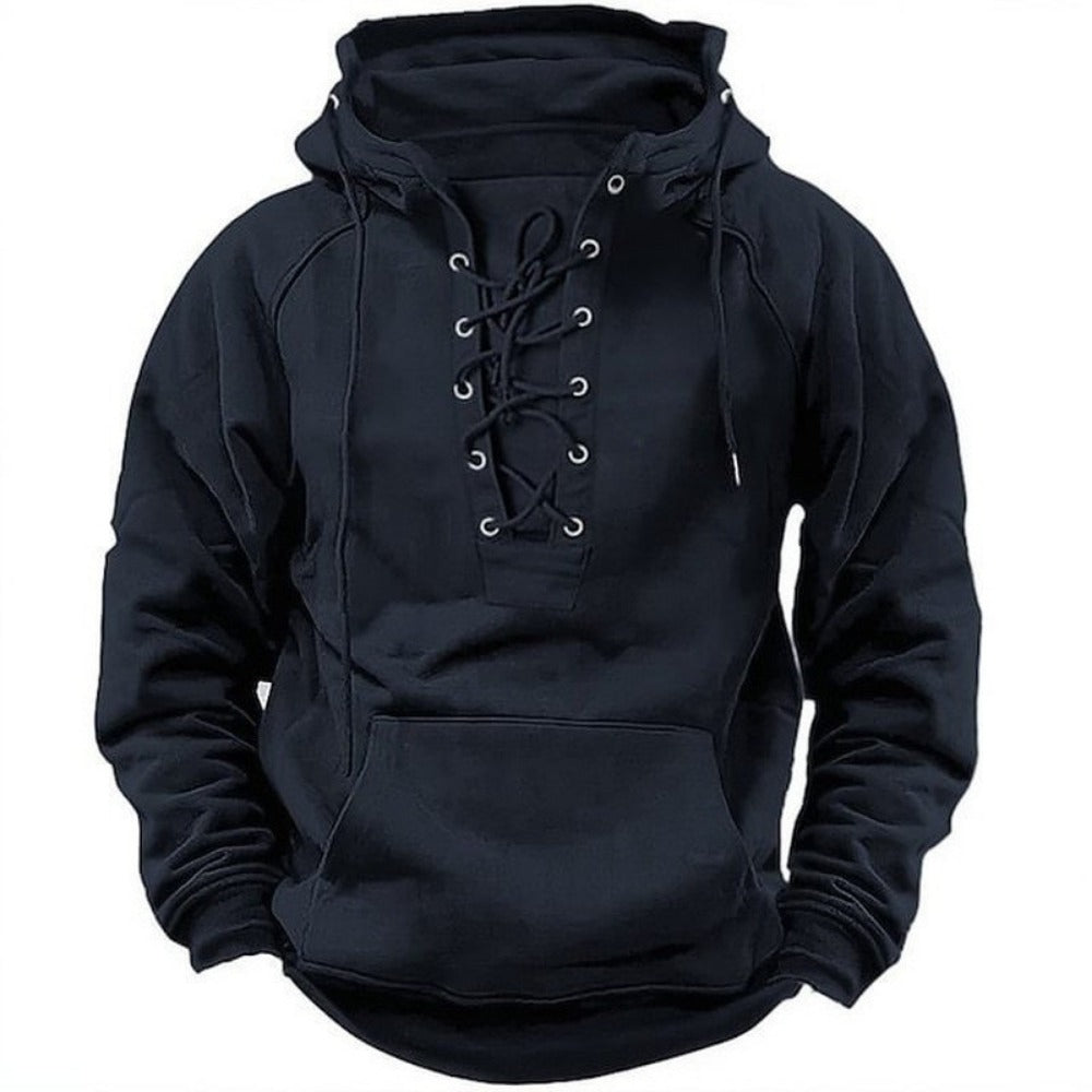 Spring Men's Solid Color Hoodie Youth Multi-Pocket Casual Wear