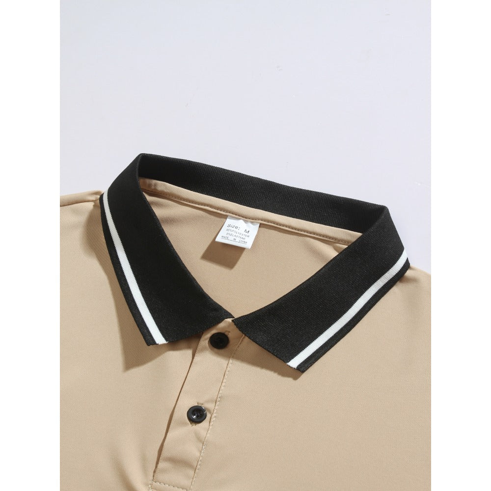Summer New Men's T-Shirt Casual Button Short Sleeve Jacquard Collar Polo Shirt Business Turn-Down Collar Shirt