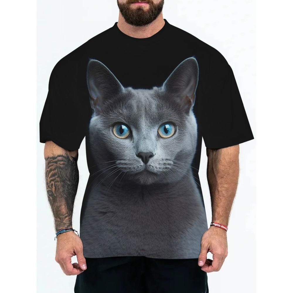 Popular 3D Digital Print Men's Loose Fit Animal/Character Customizable T-Shirt