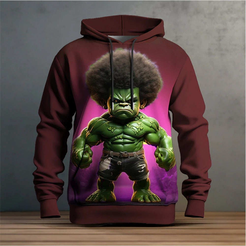 Healthy Fabric Green Giant 3D Digital Print Hoodie Men's Pullover