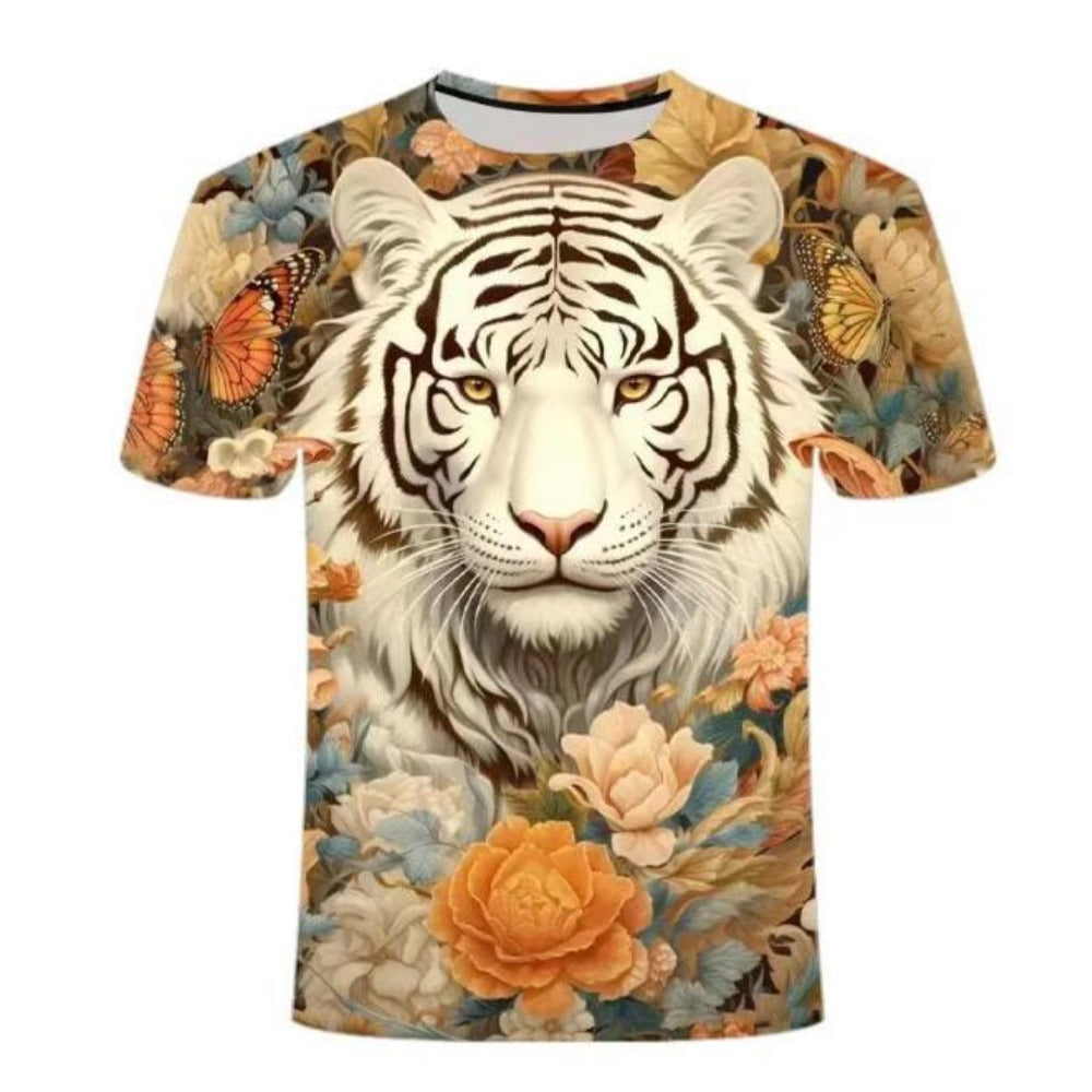 3D Animal Print Men's Fashion Long-Sleeve Round-Neck T-Shirt