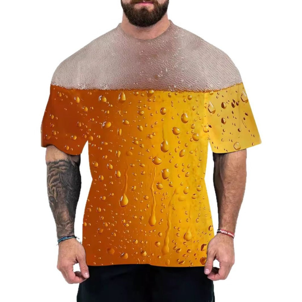 Street Style Men's Sportswear 3D Digital Print Loose Short-Sleeve Tee