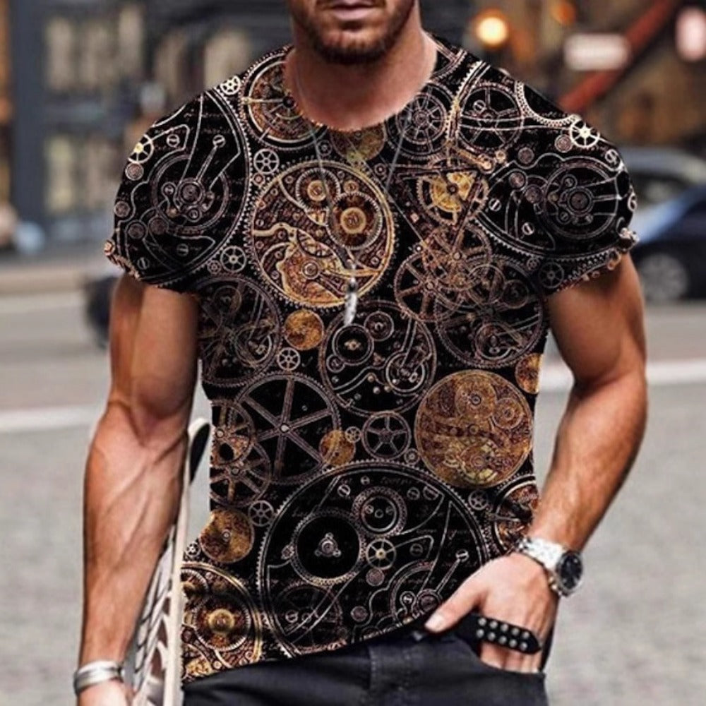 Horror Skeleton 3D Print Unisex Oversized Round-Neck Short-Sleeve Tee