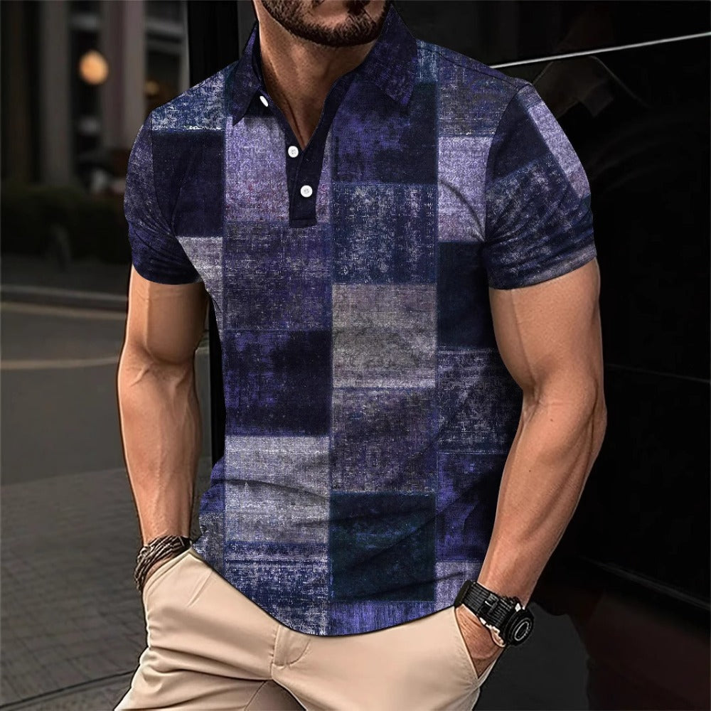 Bestseller Summer Retro American Comfort Large Size 3D Digital Print Turn-Down Collar Men's Polo Shirt