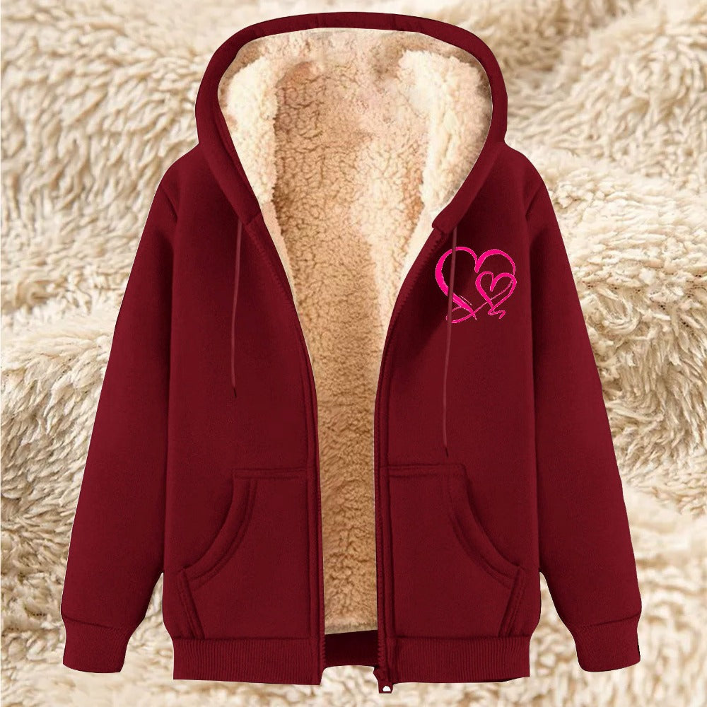 Men's Sherpa Fleece Hoodie Printed Zip-Up Hoodie