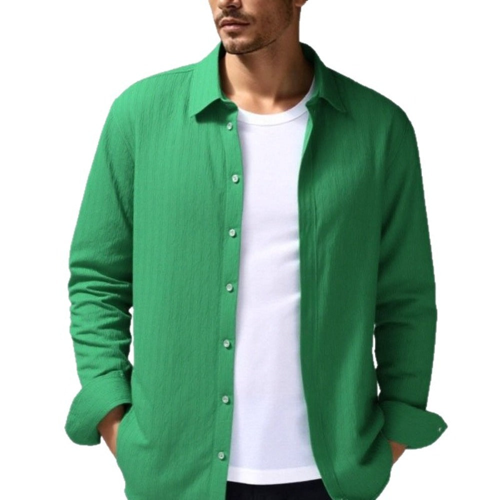 Men's Long Sleeve Shirt Formal Business Casual Non-Iron Shirt Spring/Autumn Solid Color