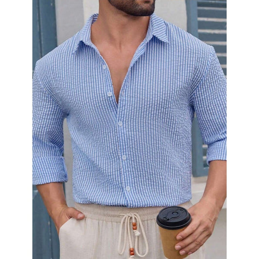 Men's Autumn/Winter Shirt Breathable Cotton Long Sleeve Checkered Shirt Casual Slim Fit Top
