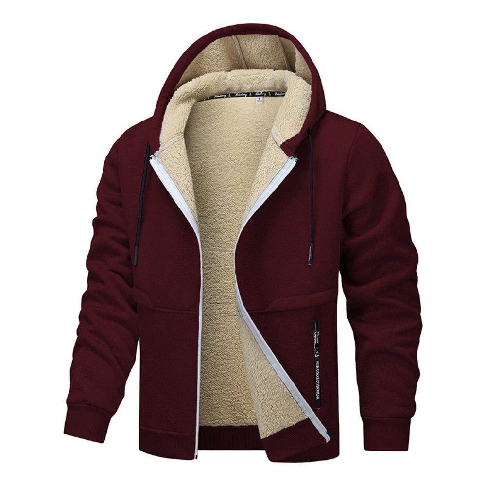 Thick Loose Sherpa Hoodie Work Jacket for Laborers