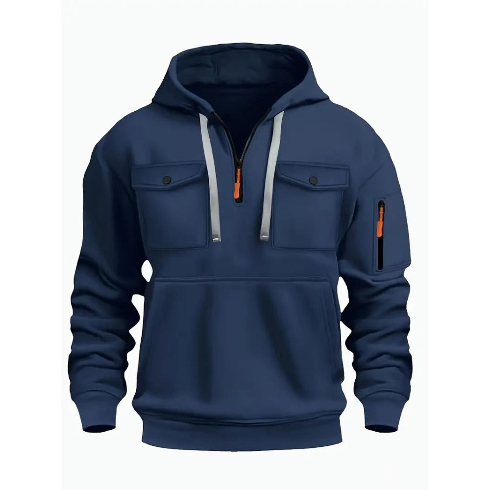 New Men's Winter  Fashion V-Neck Zip-Up Pullover