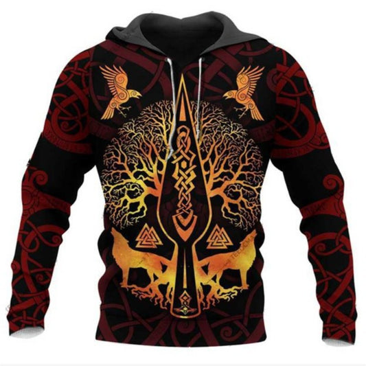 Trendy 3D Viking Warrior Print Men's Hoodie