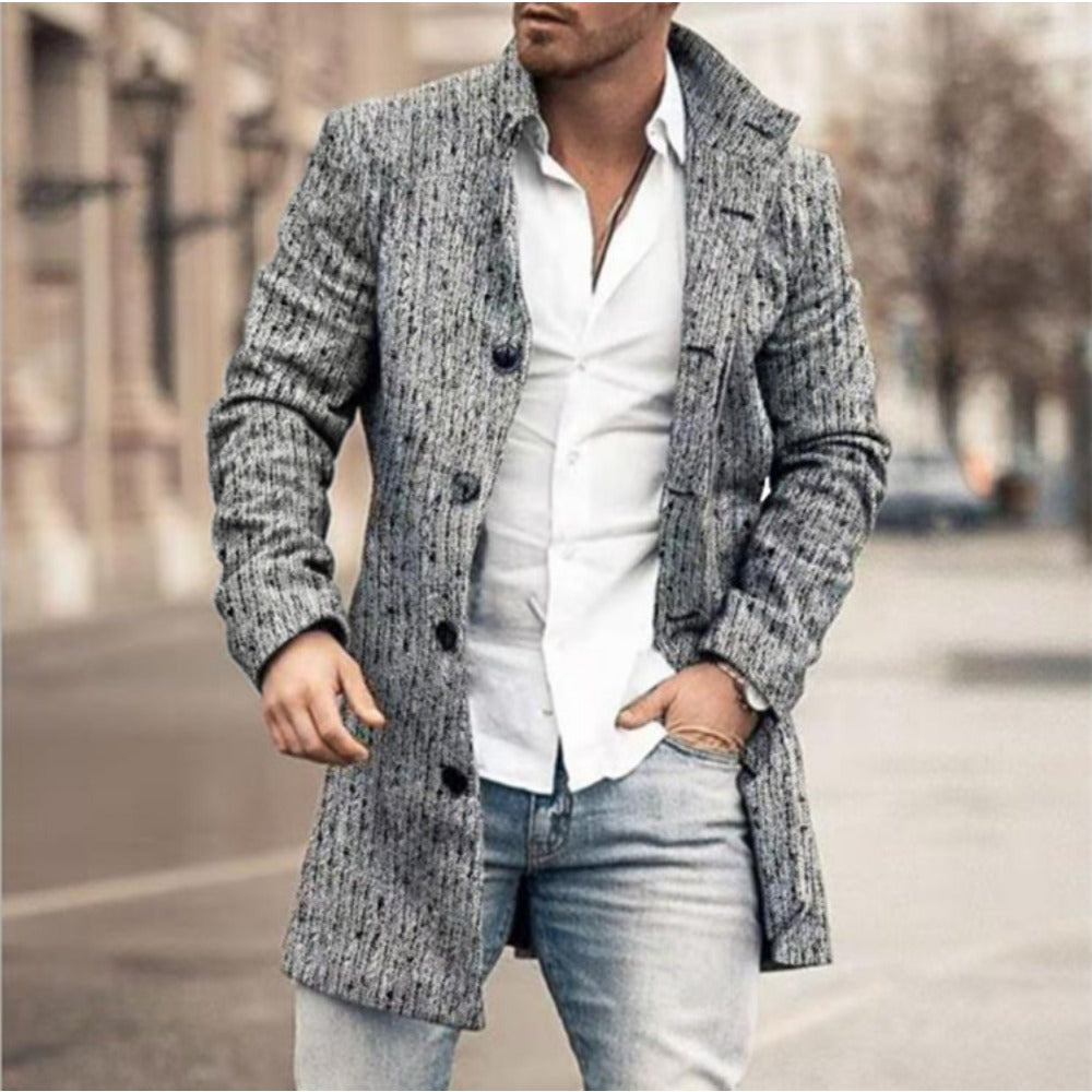 New Plaid Wool Blend Trench Coat