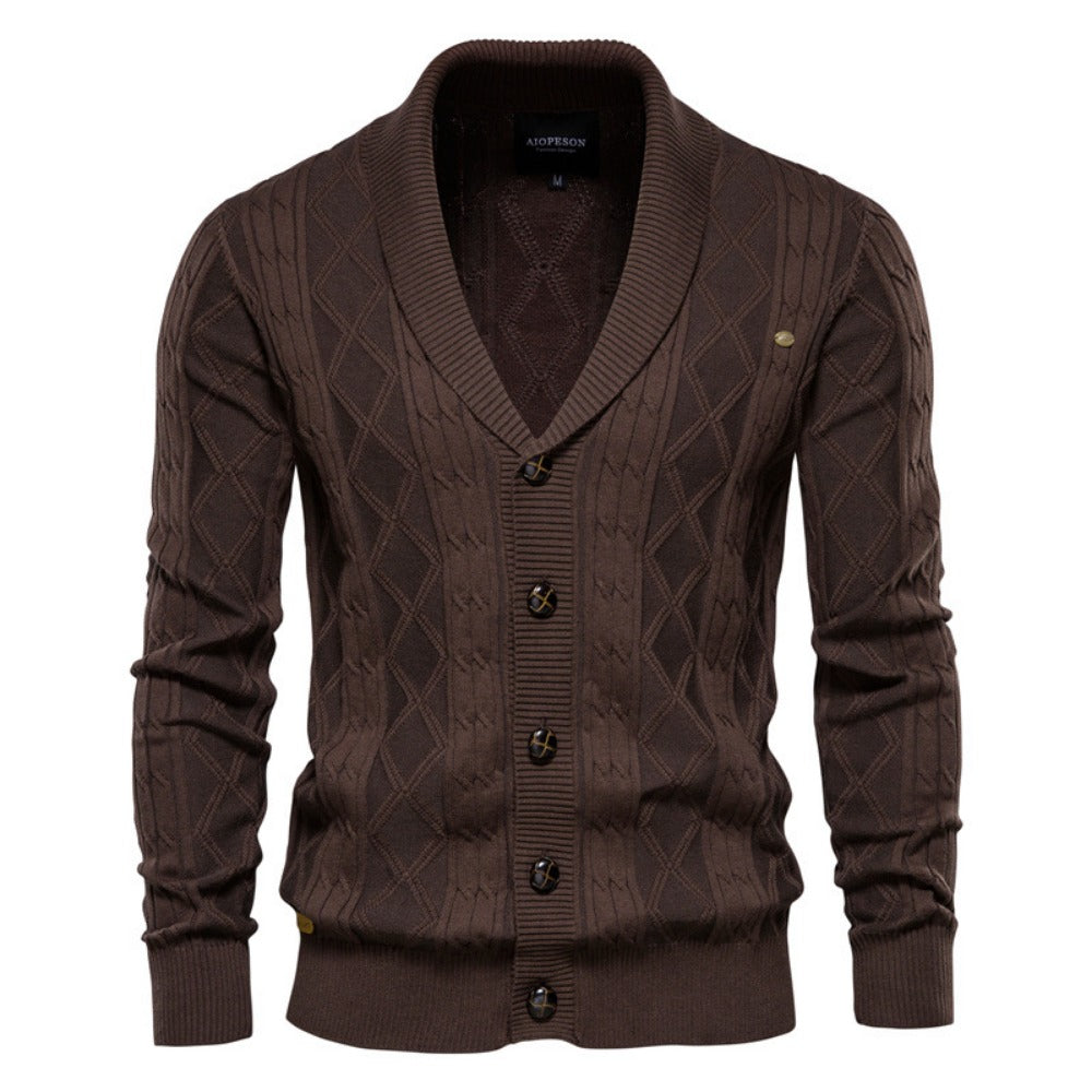 2025 Men’s V-Neck Cardigan Sweater - Trendy Thick Knit Pullover, Long Sleeve Cardigan Jacket for Men