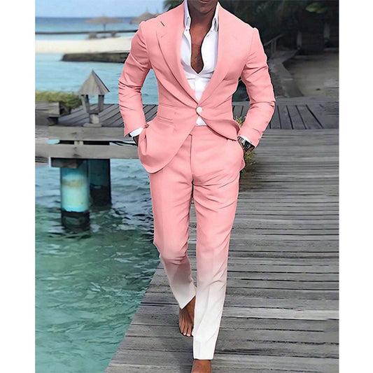Digital Gradient Print TwoPiece OneButton Men's Suit Set