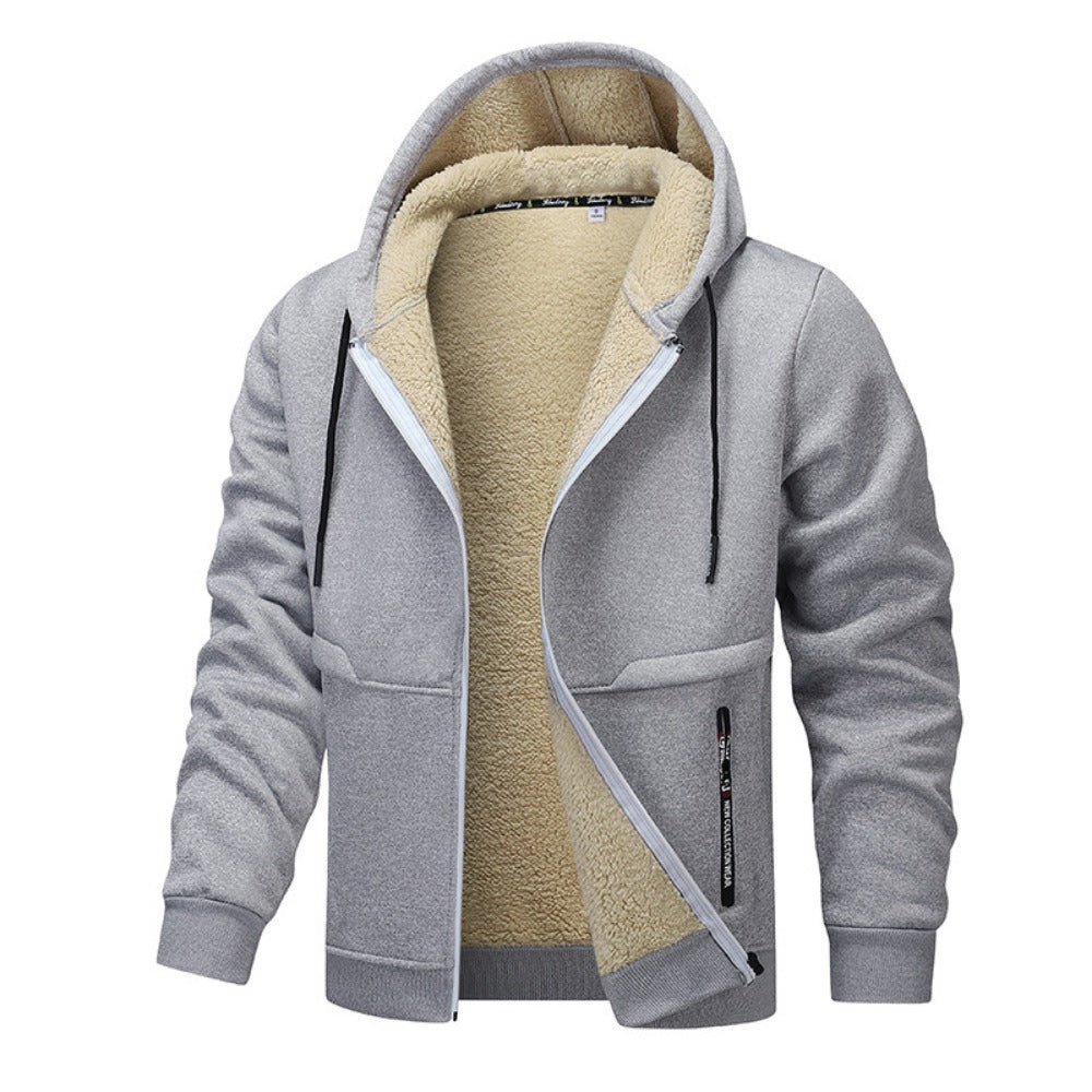 Thick Loose Sherpa Hoodie Work Jacket for Laborers