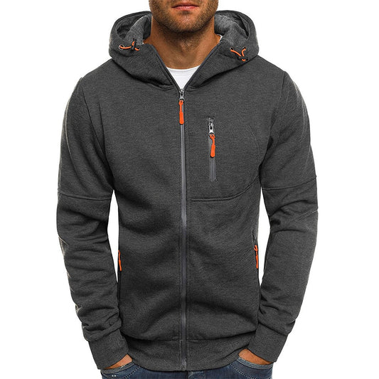 New Men's Sport Jacket Casual Arm Zipper Hoodie Open-Front Coat