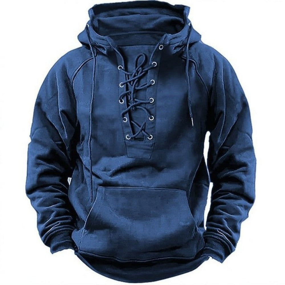 Spring Men's Solid Color Hoodie Youth Multi-Pocket Casual Wear