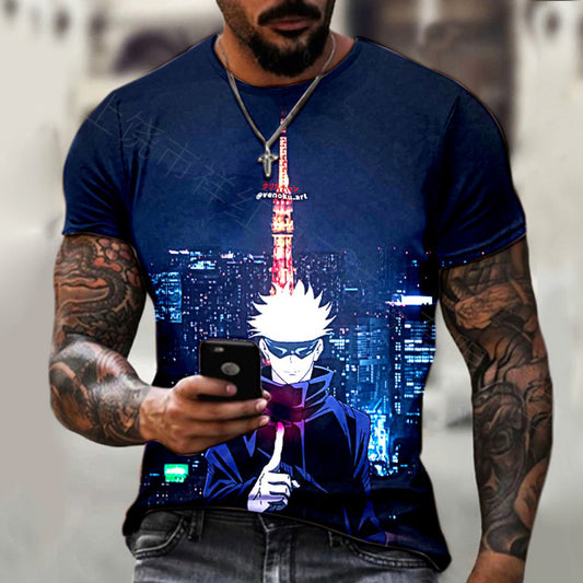 Dragon 3D Print Oversized Streetwear Men's Summer Tee