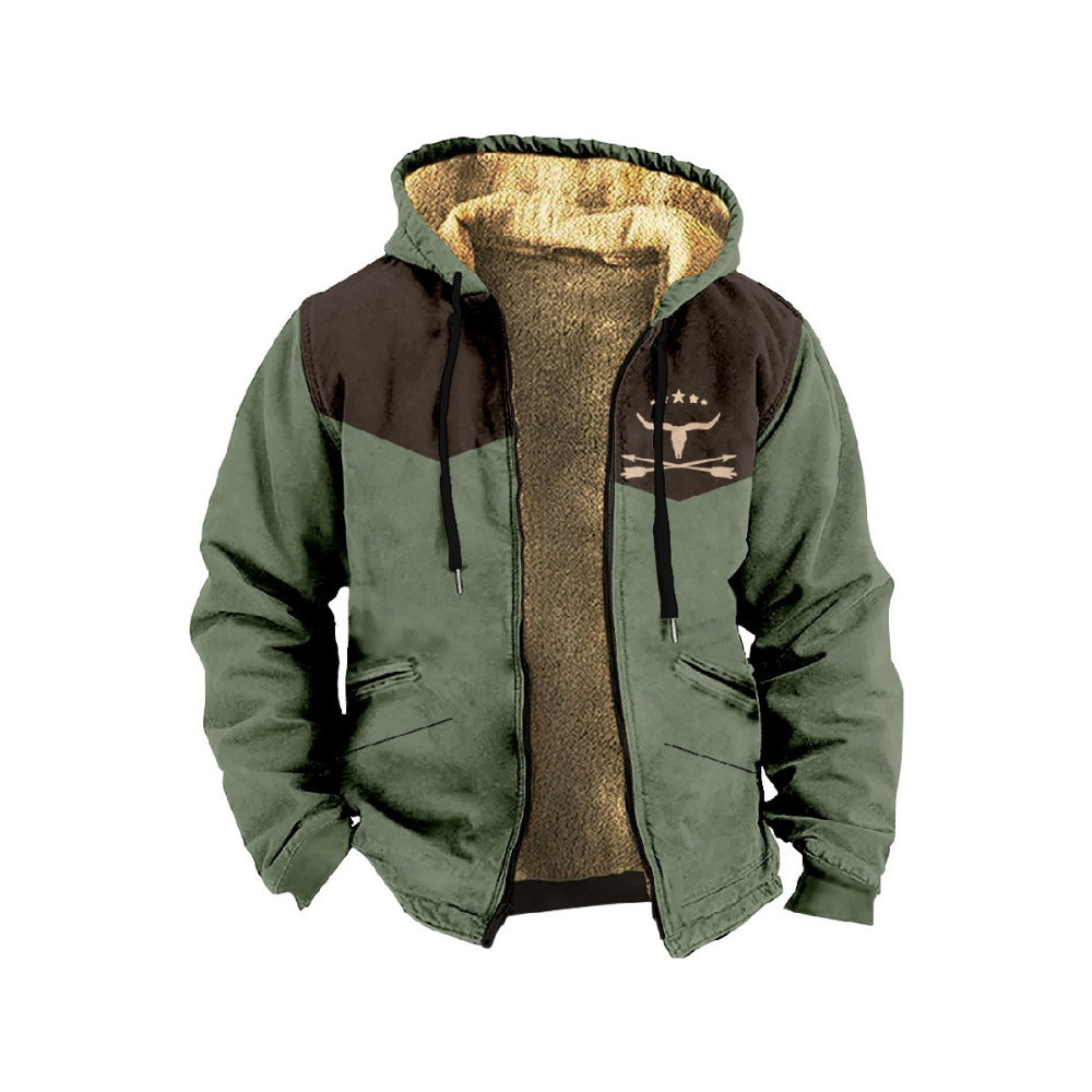 Fleece-Lined Winter Padded Coat Men's Double-Layer Thick Warm Jacket
