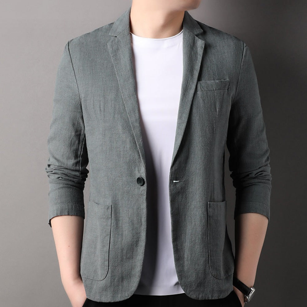 New Spring SingleBreasted Suit Jacket  Men's Casual Solid Color Blazer for Business & Leisure