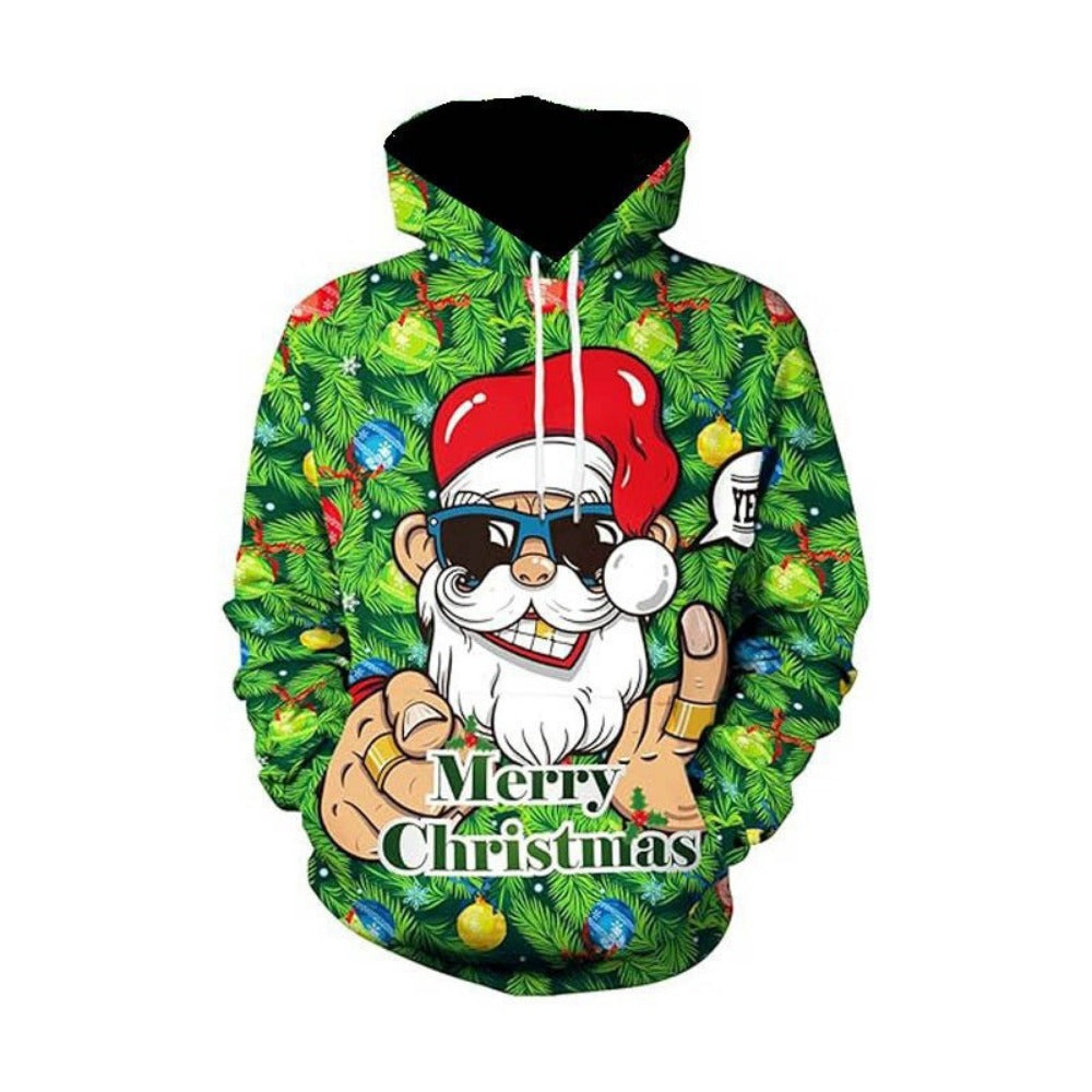 Christmas Men's Hoodie Trendy 3D Digital Print Loose Fit Streetwear
