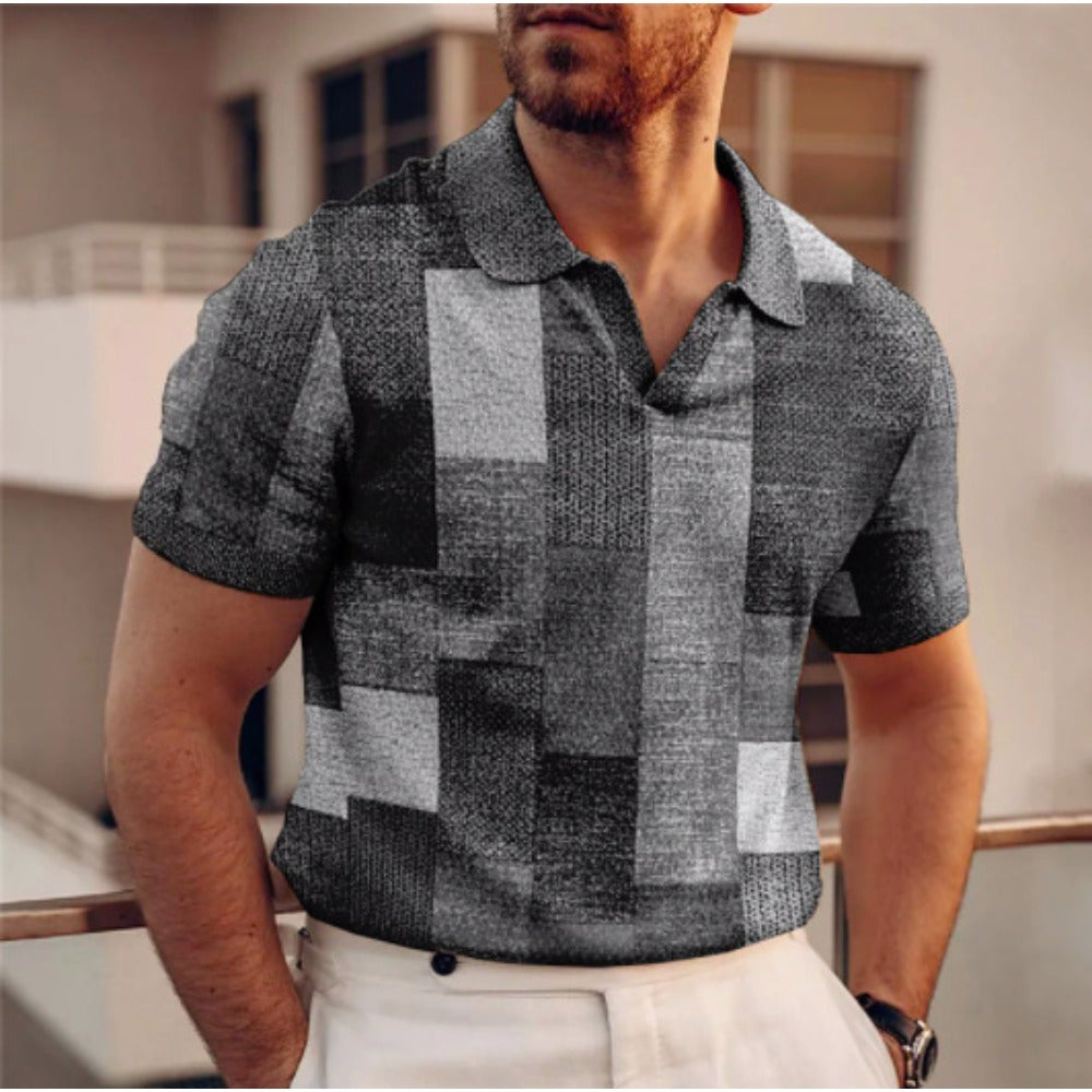 Summer New Men's Wear 3D Digital Print Office Youth Men's Zipper Casual Polo Shirt