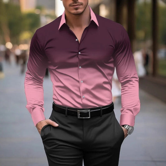 Tiger & Flower Print Long Sleeve Shirt Men's Spring/Autumn Trendy Loose Casual