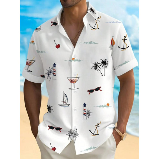 New Men's Printed Short Sleeve Shirt Regular Fit