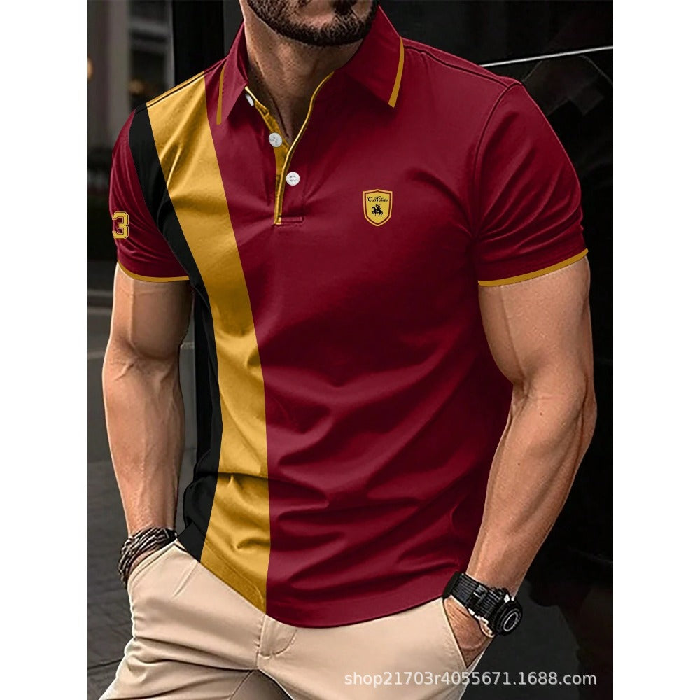 3D Digital Minimalist Color Print Series Three Men's Casual Polo Shirt