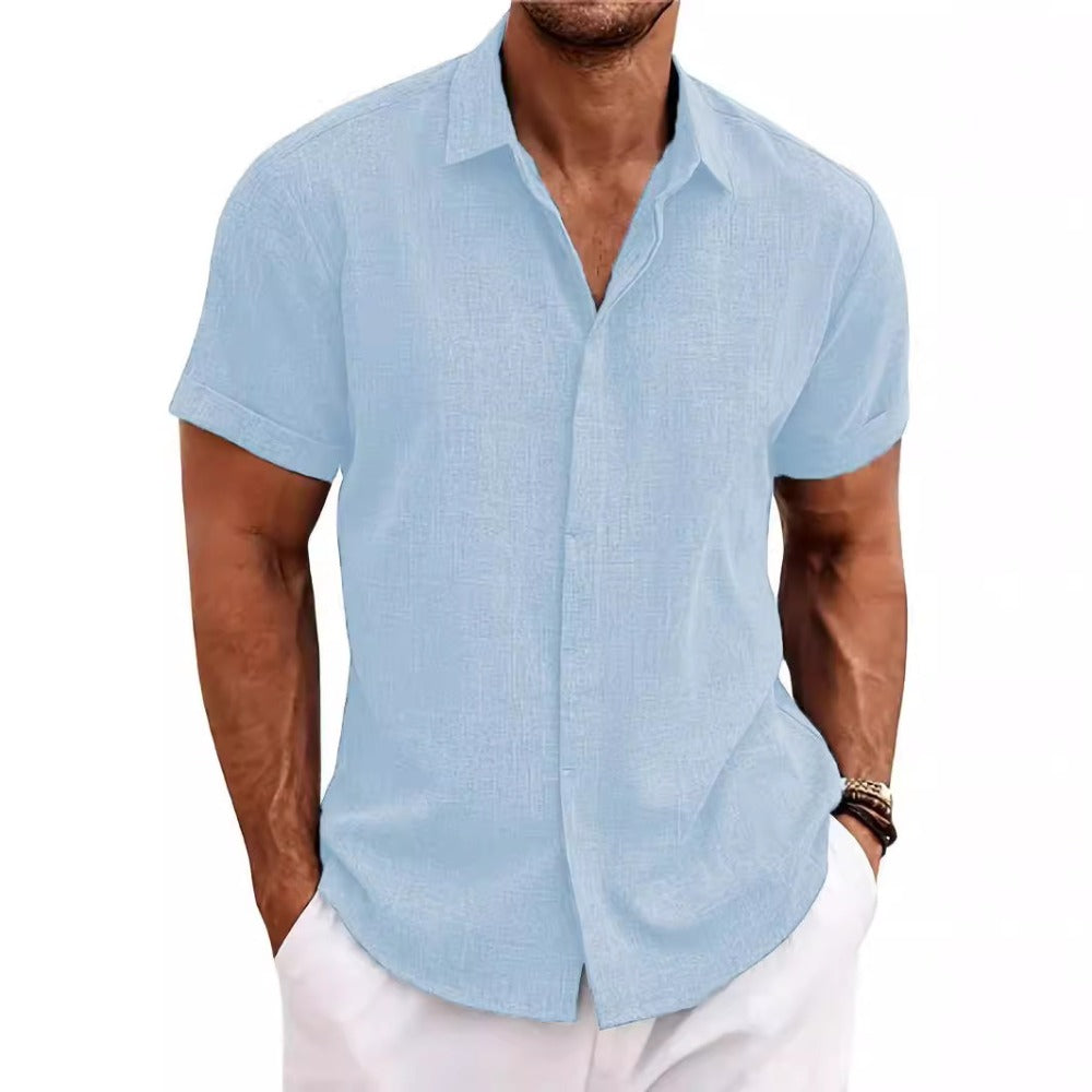 Summer Tie-Dye Light Mature Casual Linen Short Sleeve Shirt