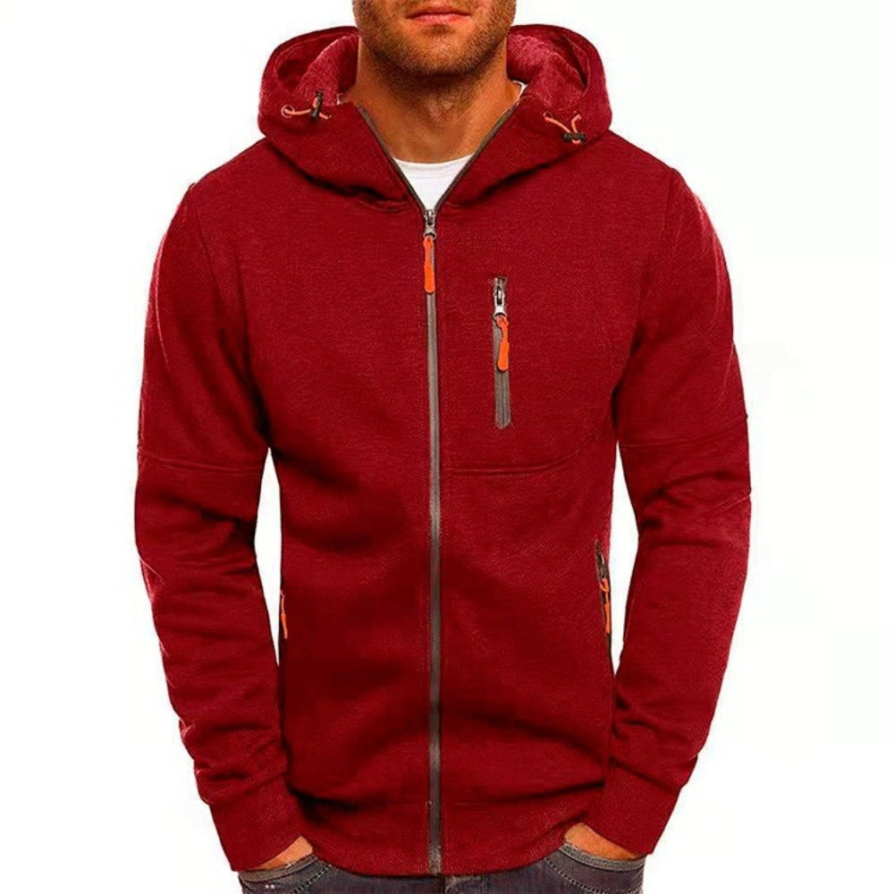 New Men's Sport Jacket Casual Arm Zipper Hoodie Open-Front Coat
