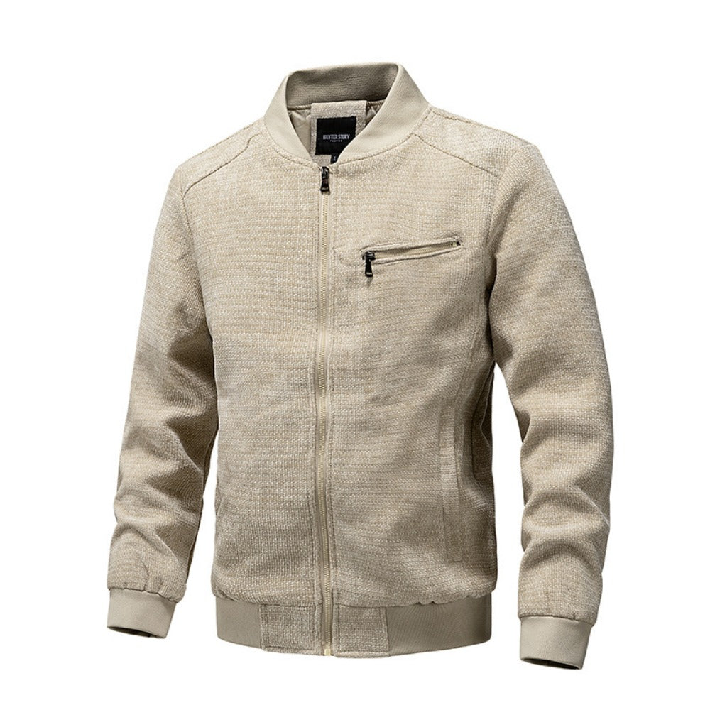 Men's Heavyweight Linen-Inspired Multi-Zip Retro Jacket