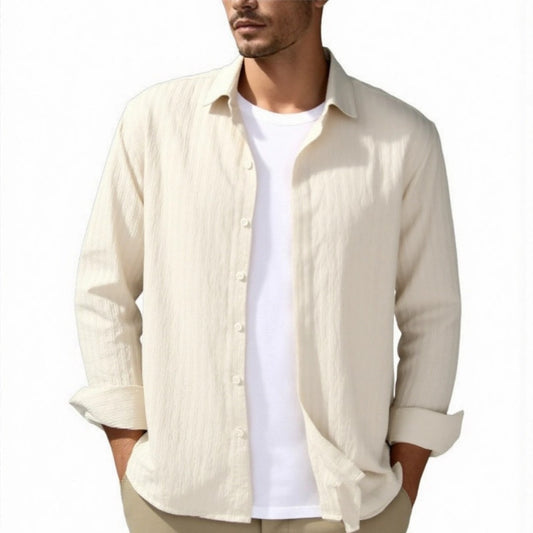 Men's Long Sleeve Shirt Formal Business Casual Non-Iron Shirt Spring/Autumn Solid Color