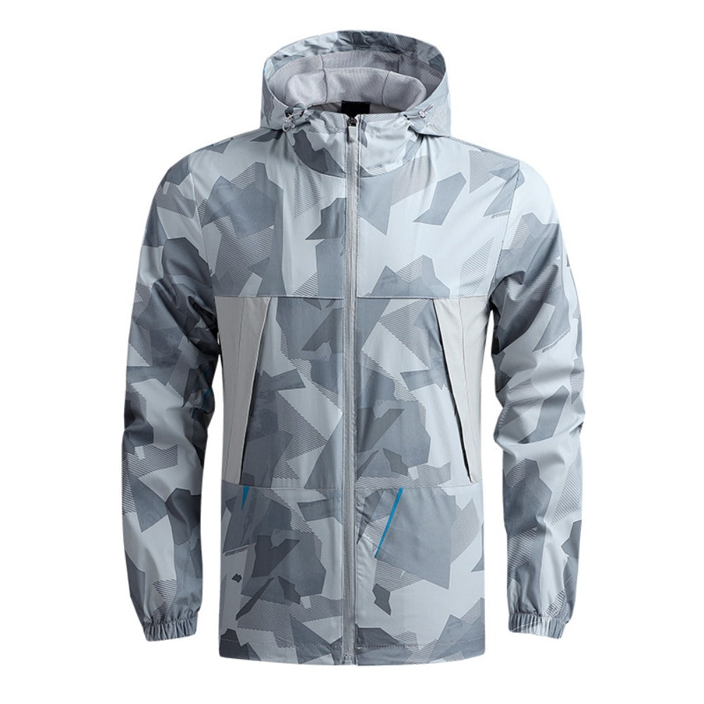 Men's Lightweight Hiking Windbreaker Hooded Outdoor Jacket