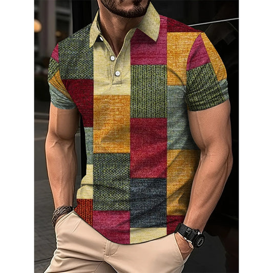 Bestseller Summer Retro American Comfort Large Size 3D Digital Print Turn-Down Collar Men's Polo Shirt