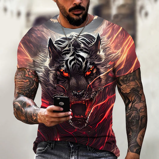 Summer Cool Lion Digital Print Men's Sportswear Breathable Tee
