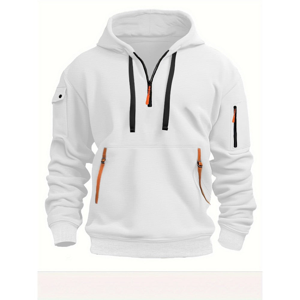 Men's Casual Sporty Hoodie with Arm Pocket Zipper Pullover