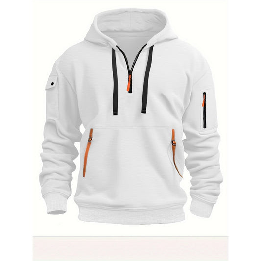 Men's Casual Sporty Hoodie with Arm Pocket Zipper Pullover