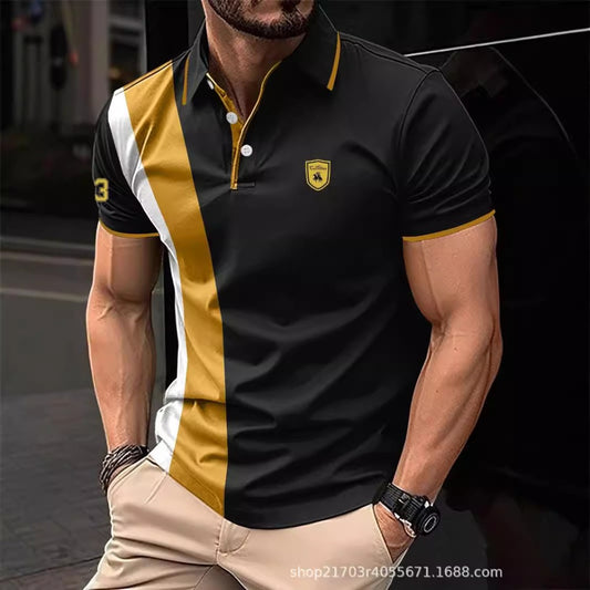 3D Digital Minimalist Color Print Series Three Men's Casual Polo Shirt