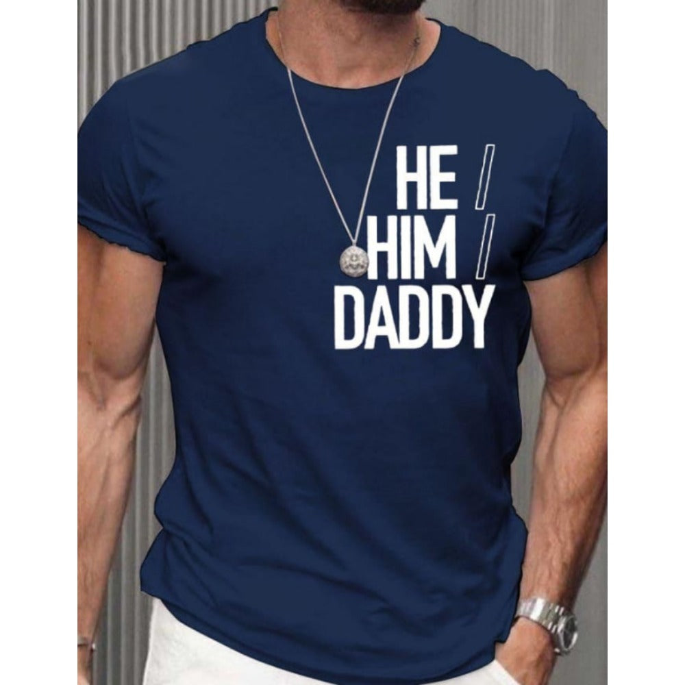 Distressed Text 3D Print Men's Outdoor Retro Short-Sleeve Fashion Tee
