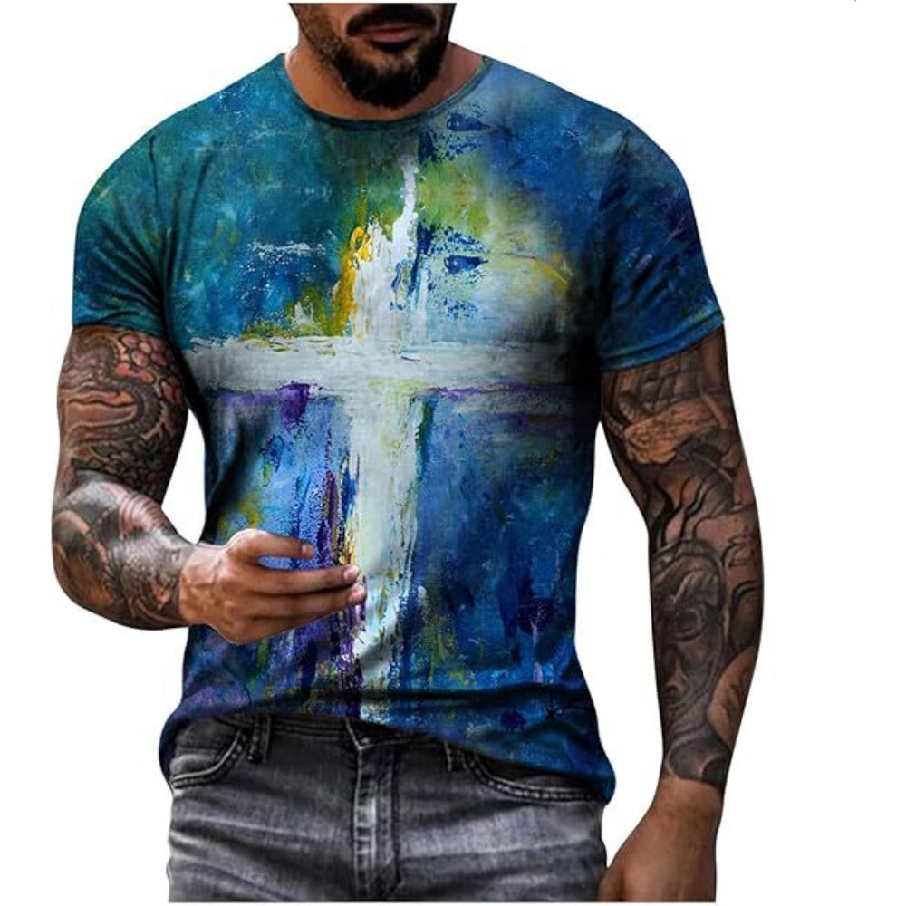 TK/Shopee Hot Selling 3D Print Men's Loose Short-Sleeve Casual Tee