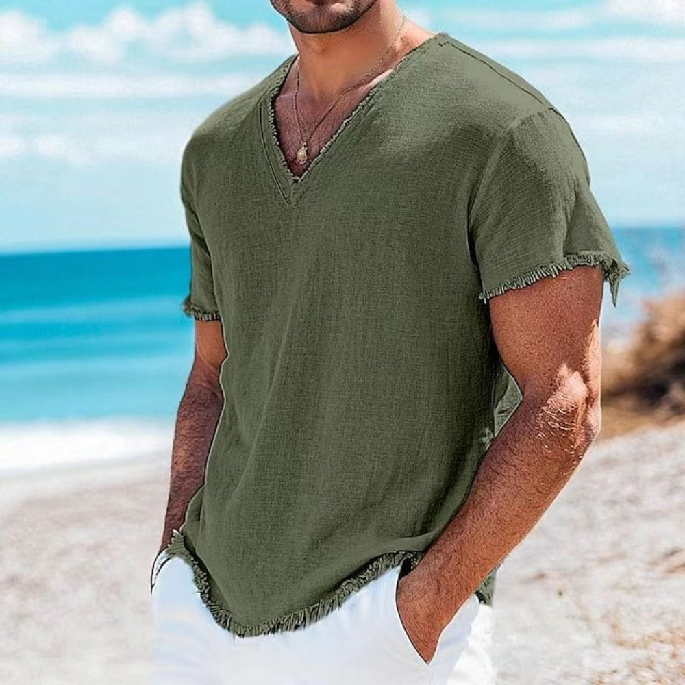 Summer Men's Linen Short-Sleeve T-Shirt