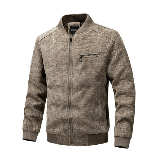 Men's Heavyweight Linen-Inspired Multi-Zip Retro Jacket